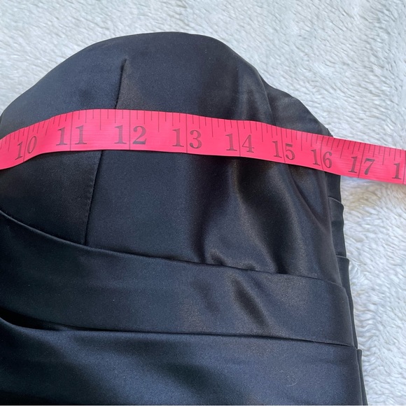 Bill Levkoff Black Strapless Sweetheart Satin Mini Dress Fancy Formal Wedding - Picture 6 of 9